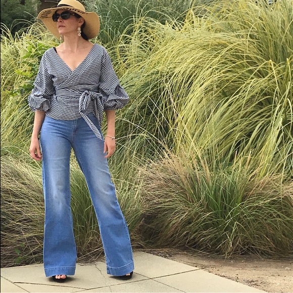 CHICWISH Black and White Gingham Wrap Top XS - Picture 12 of 12